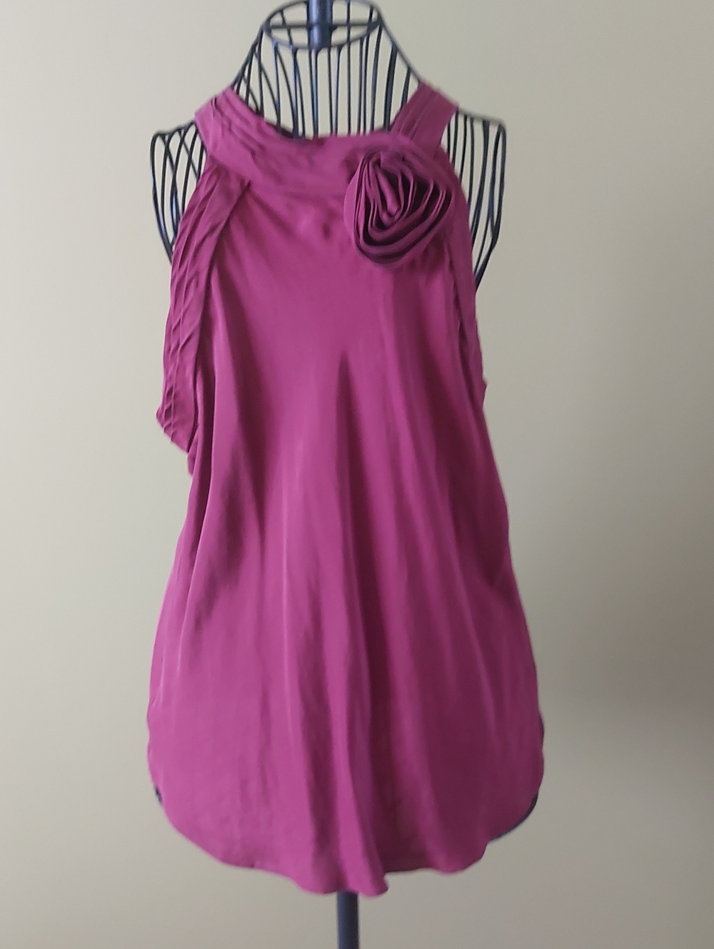 Banana Republic Magenta Halter Tank with Rosette, Size L